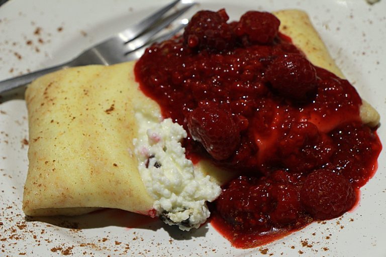 Ricotta Blintzes With Raspberry Compote