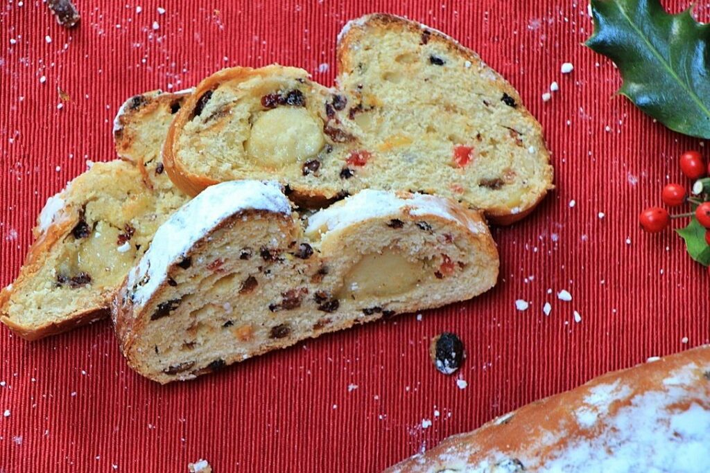 Christmas stollen slices