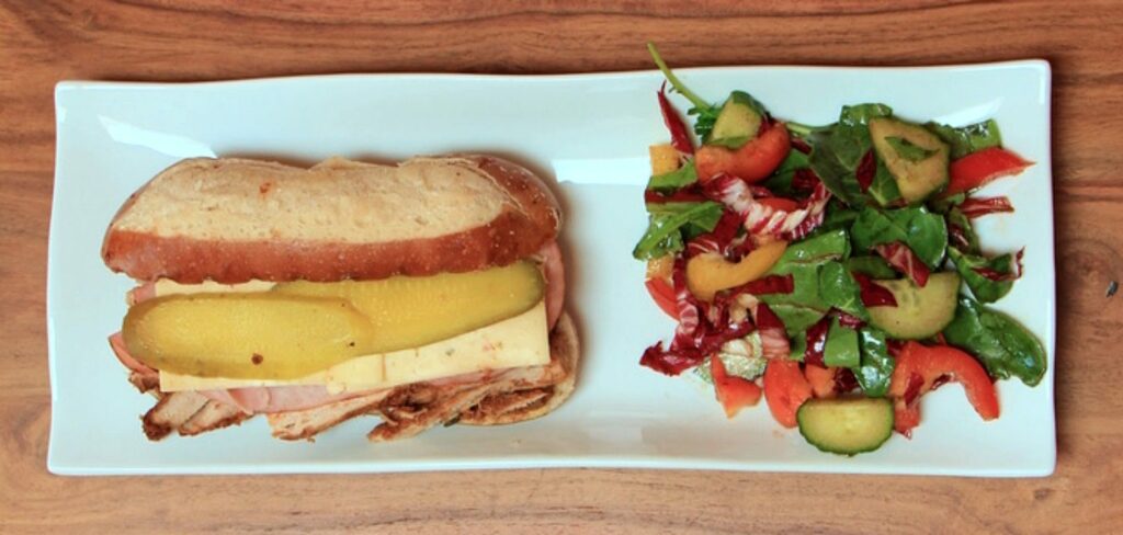 Cubano sandwich with salad