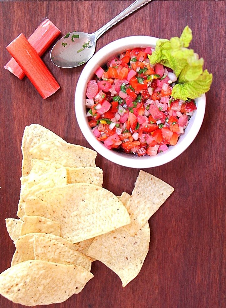 Rhubarb strawberry salsa