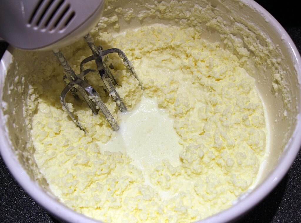 Homemade butter separated from buttermilk