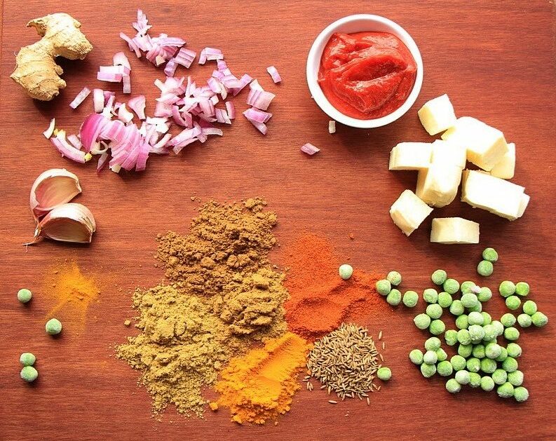 Ingredients for mattar paneer