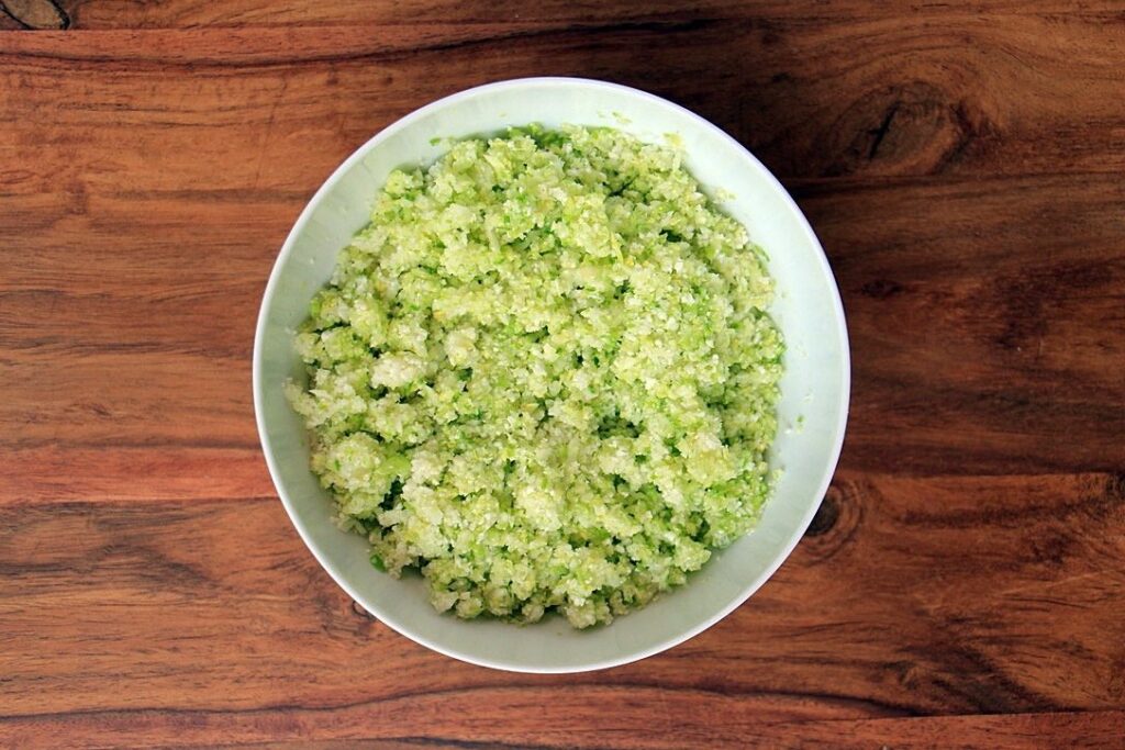 Grated cauliflower and Brussels sprouts