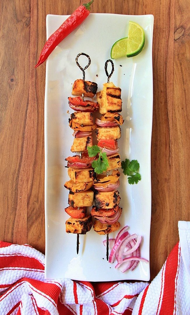 Paneer tikka skewers