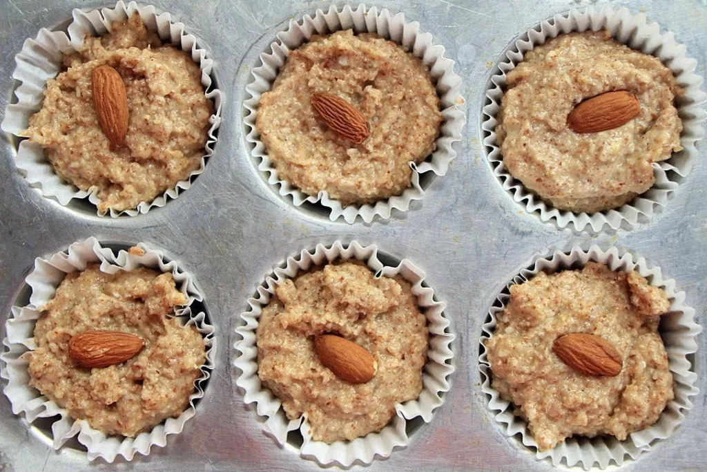 Almond muffins ready to bake