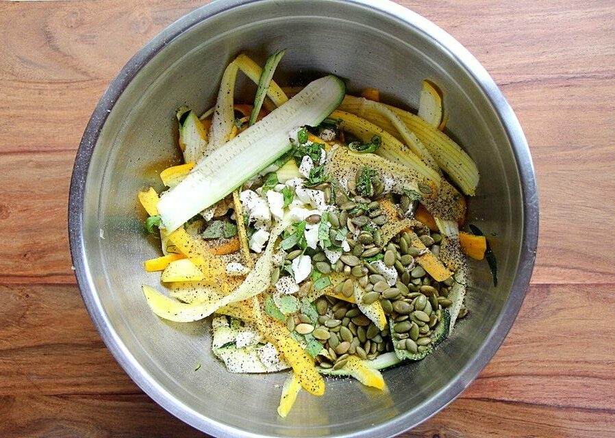 Raw Zucchini Salad in a bowl