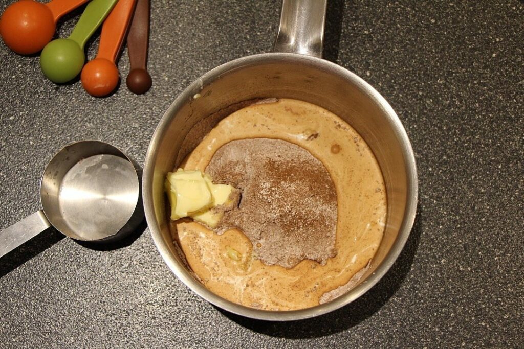 Chocolate sauce ready to be cooked