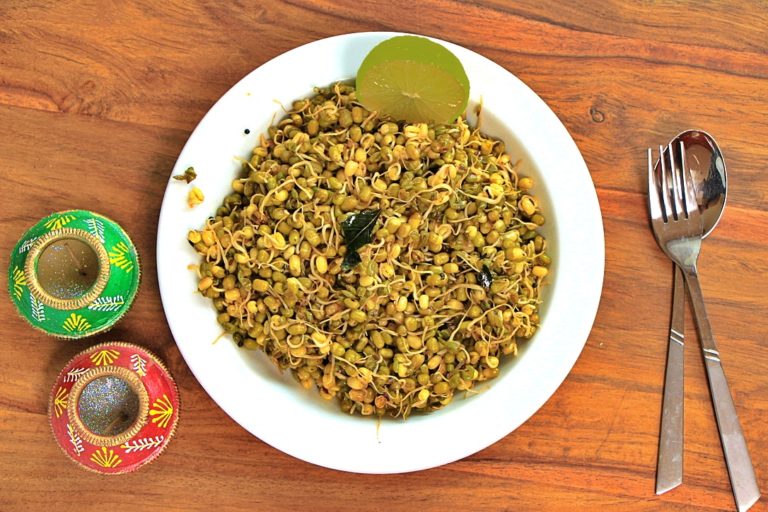 Healthy Indian Curried Sprouted Lentils