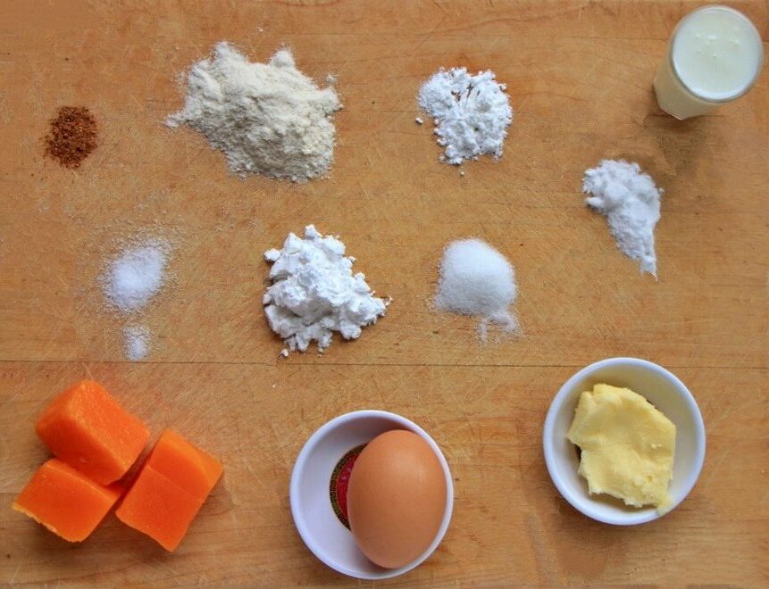 Ingredients for pumpkin pancakes