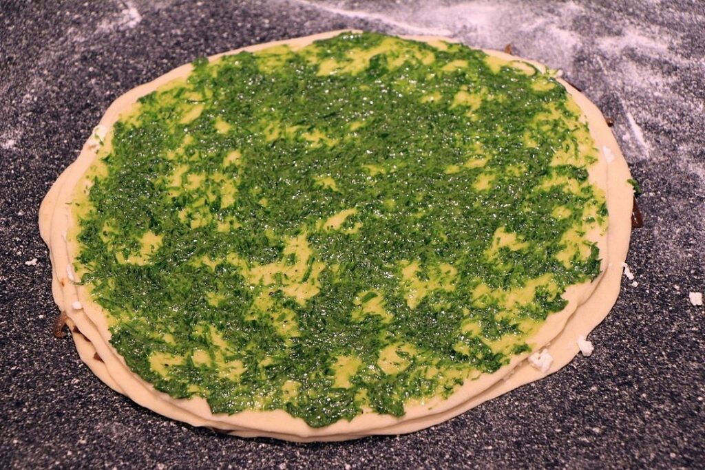 Christmas Star Bread with chive paste