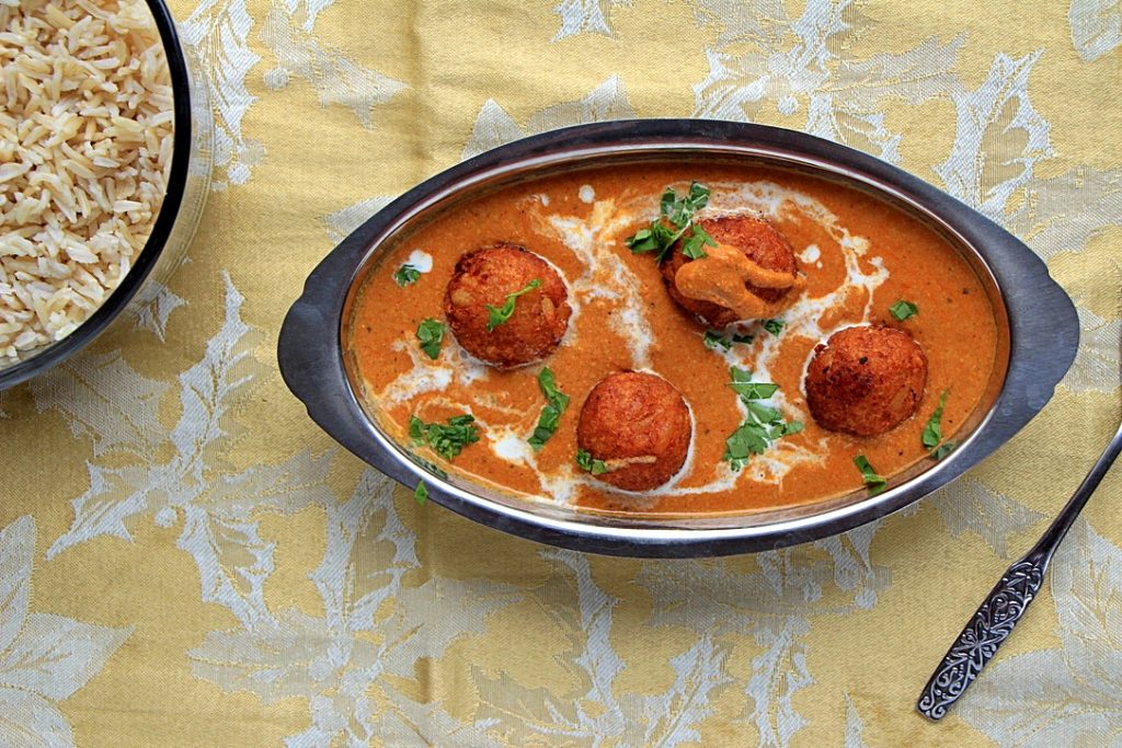 Malai kofta with rice