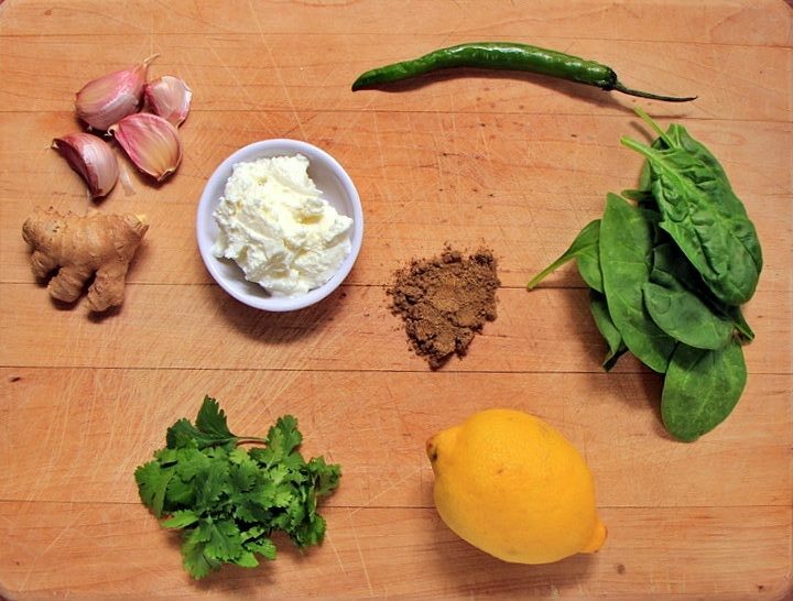 Ingredients for green goddess paneer