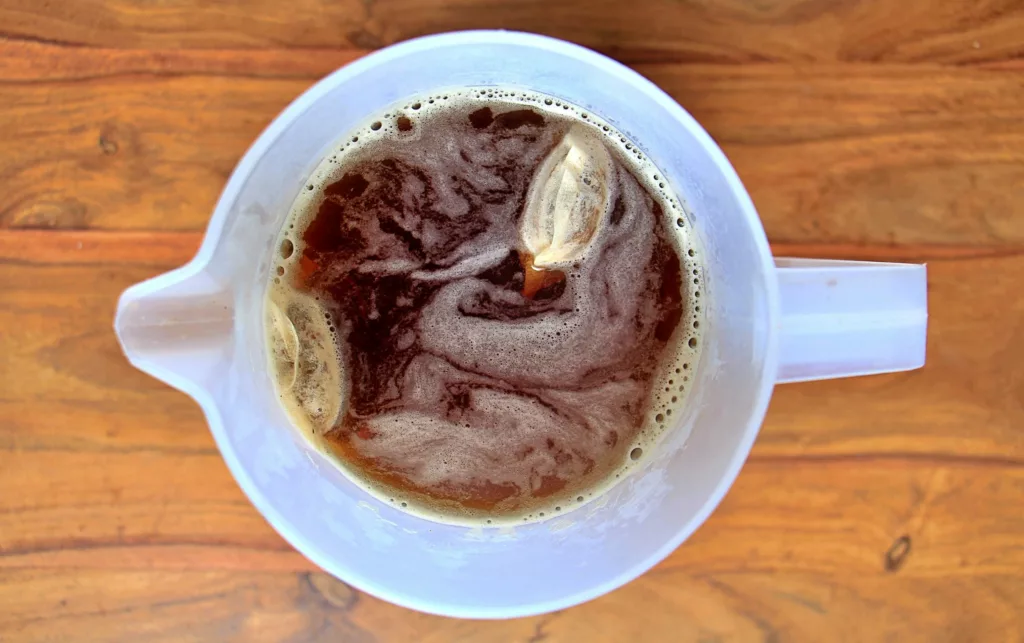 Tea in jug with tea bags