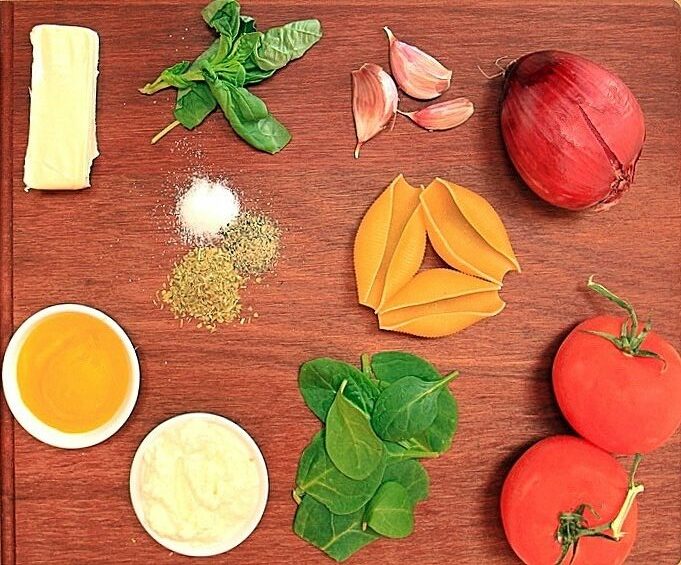 Ingredients for pasta shells