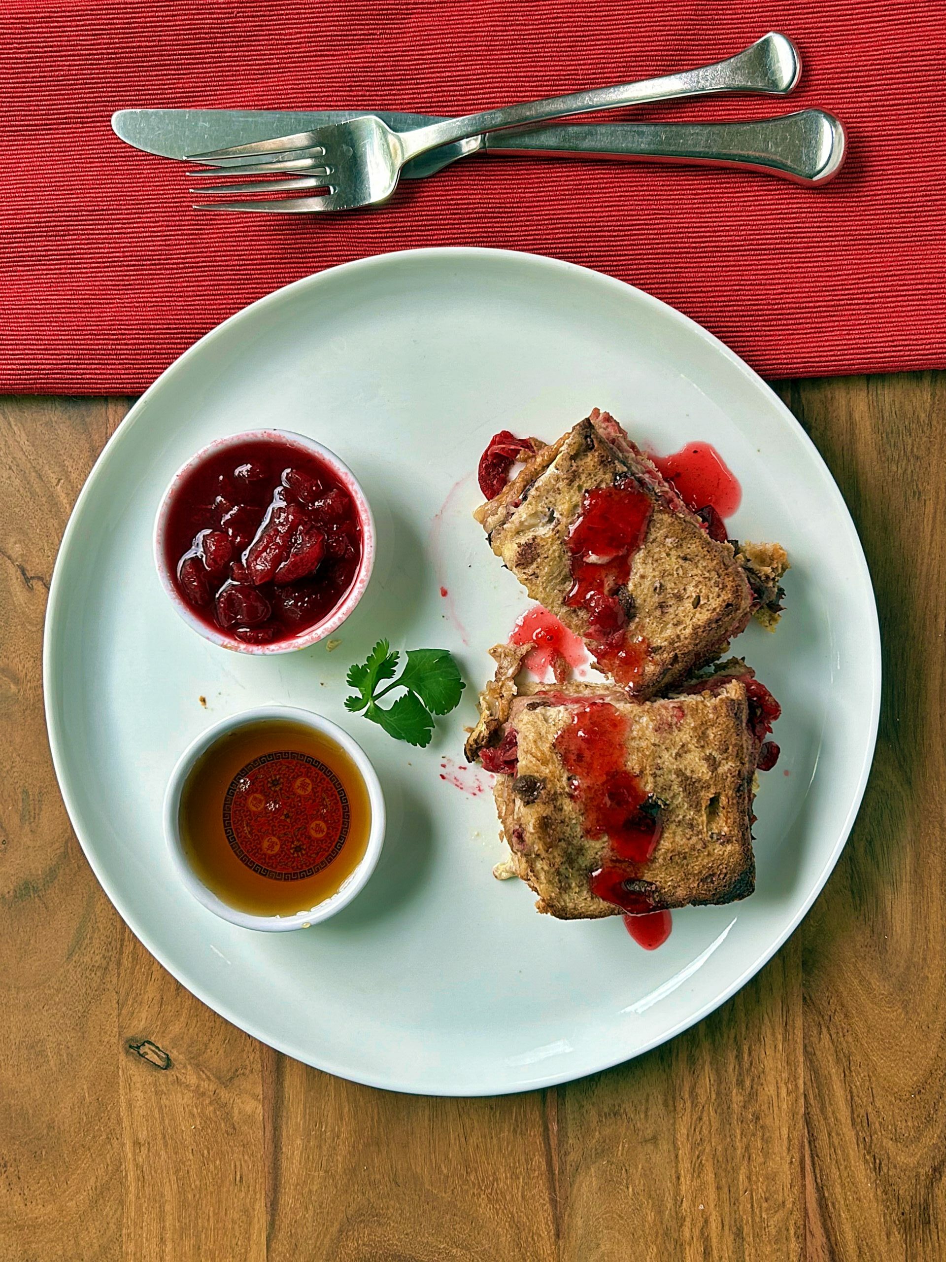 Left over cranberry sauce toast