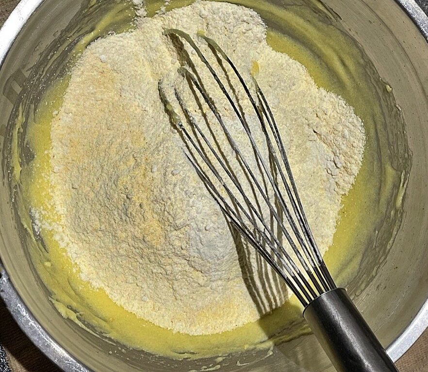 Dry and wet ingredients for biscotti