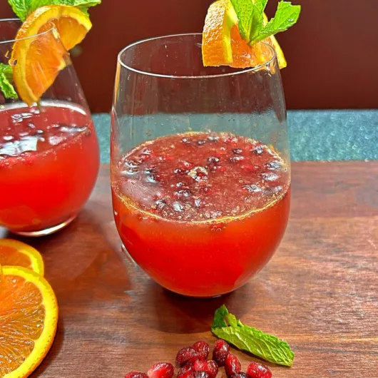 Blood orange and pomegranate mimosa