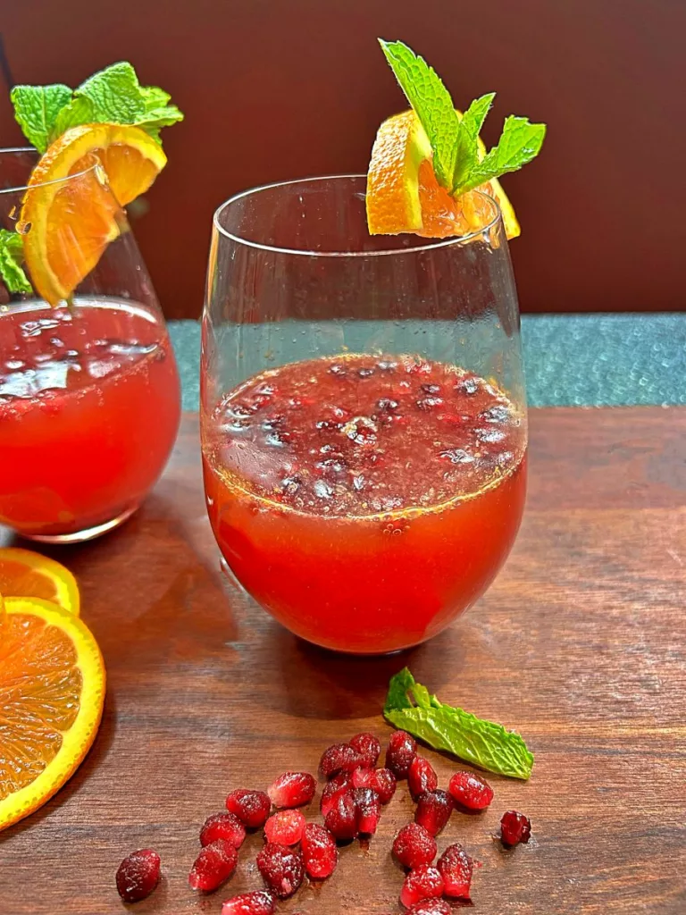 Blood orange and pomegranate mimosa