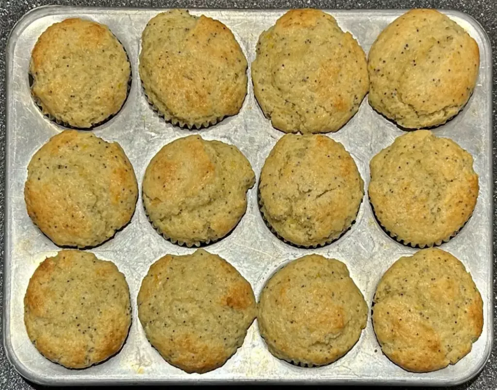 Lemon poppyseed muffins baked