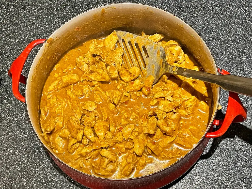 Butter chicken in a pot
