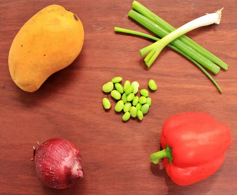 Ingredients for edamame salad