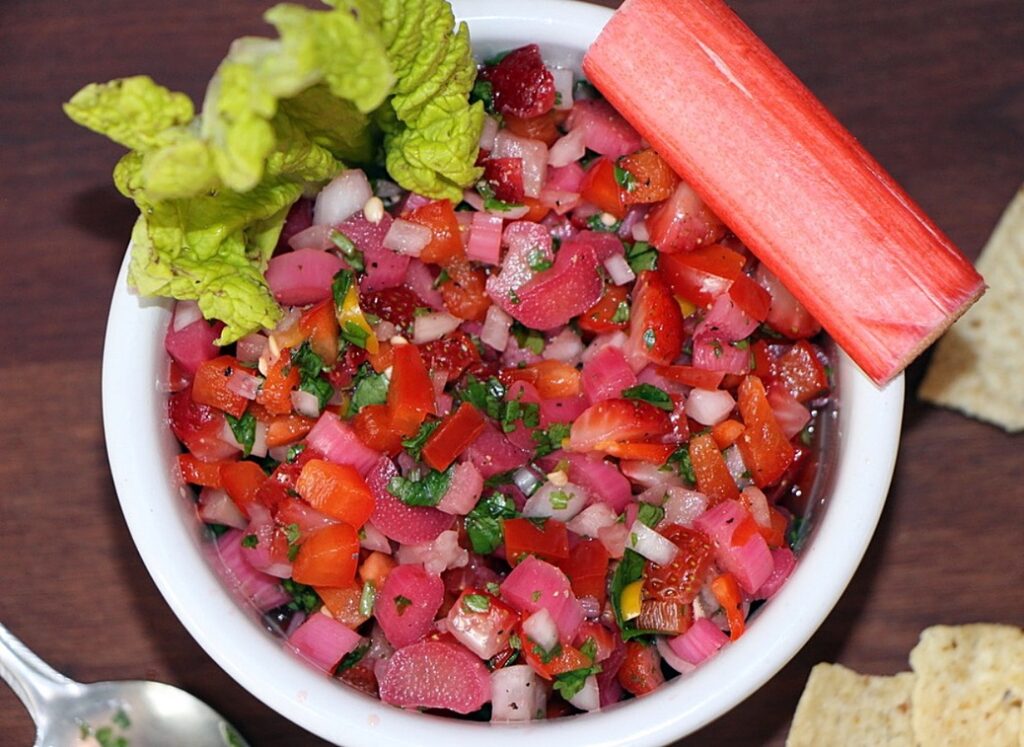 Rhubarb salsa close up