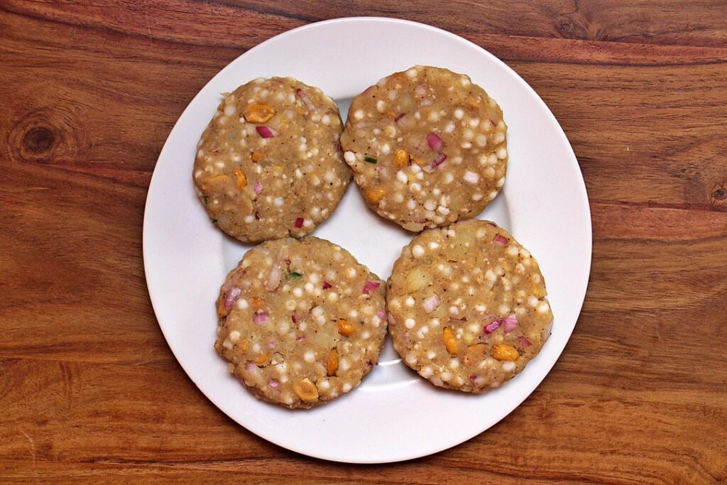 Tapioca pearl patties ready to fry