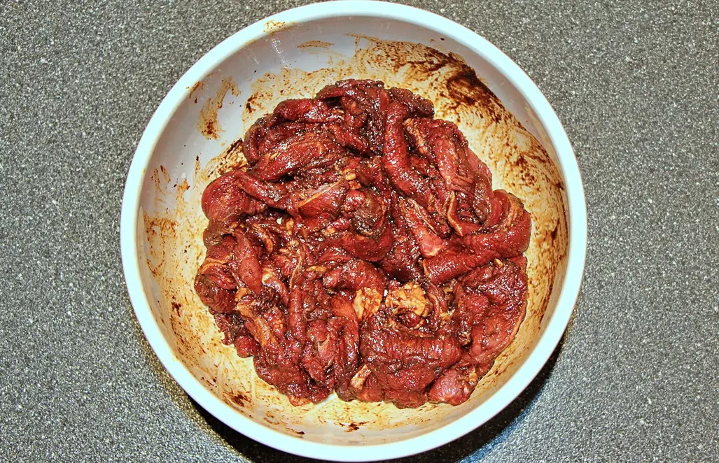 Beef jerky marinated