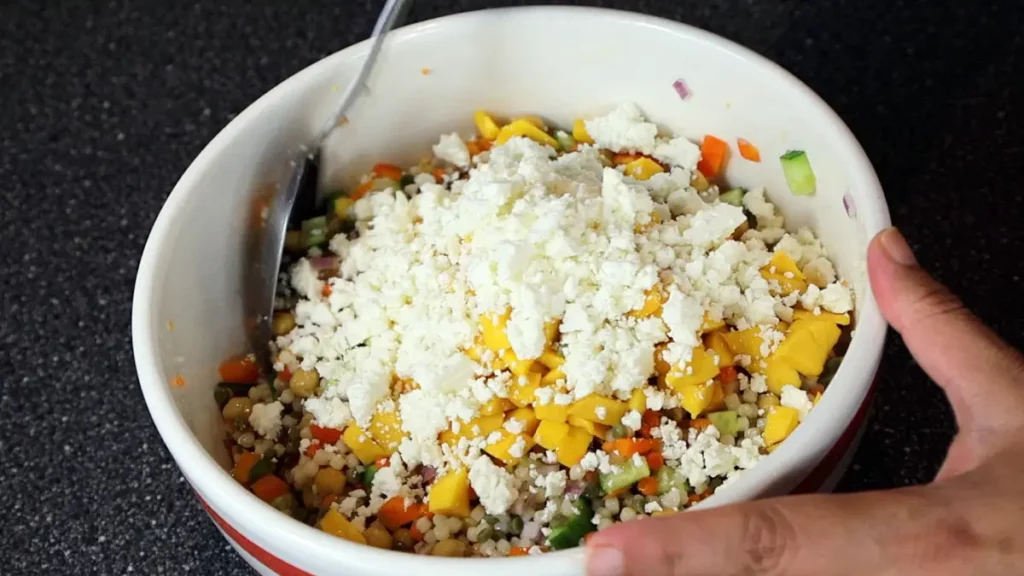 Couscous salad with mango and feta