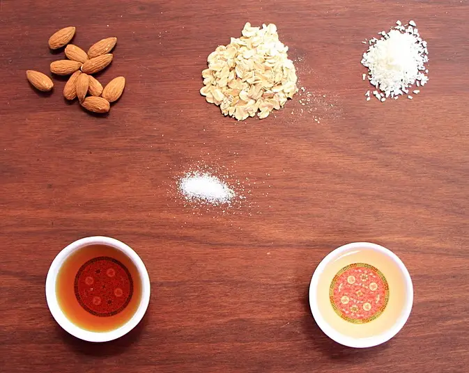 Ingredients for oat and almond muffins