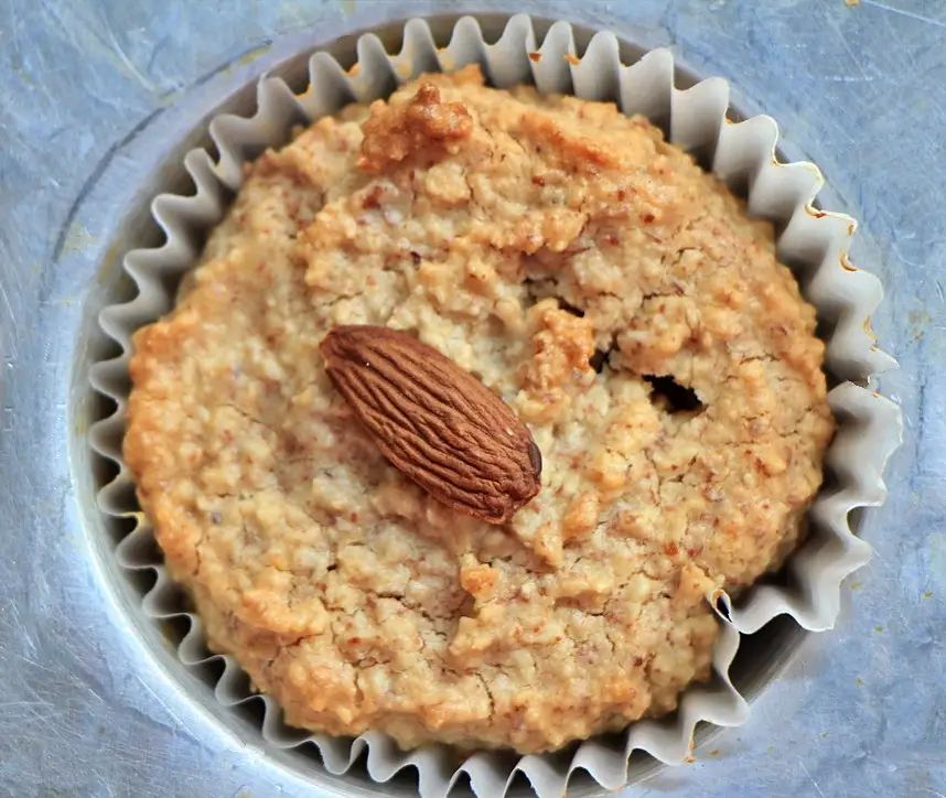 Oat and almond muffins close up