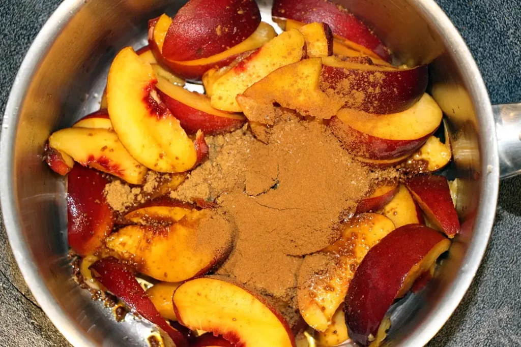 Peaches in a pan