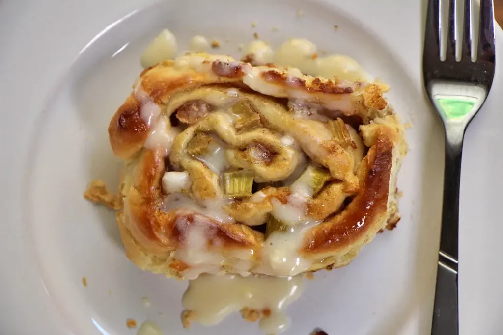 Rhubarb bun close up