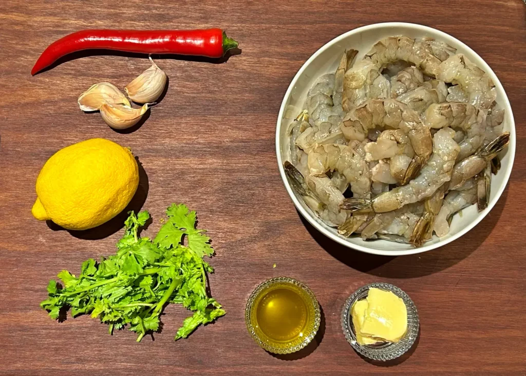 Ingredients for garlic shrimp