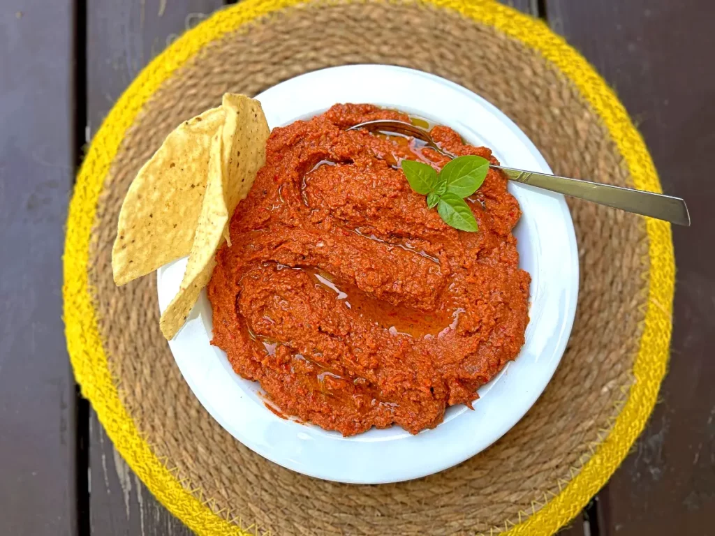 Red pepper dip (Muhammara) top