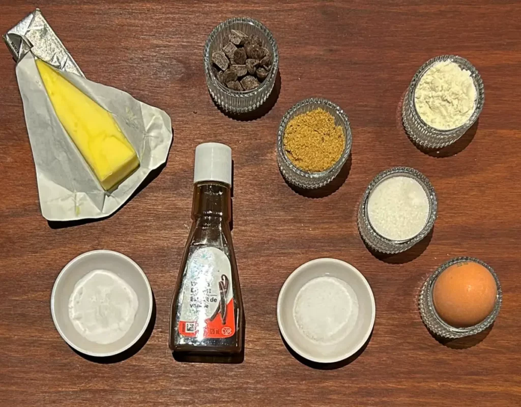 Ingredients for brown butter cookies