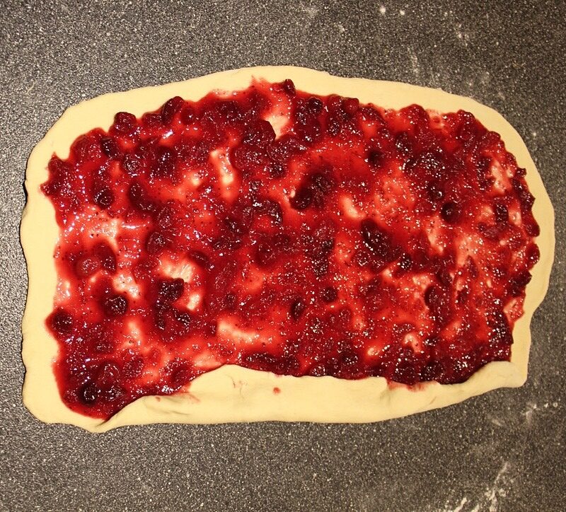Left over cranberry sauce buns dough