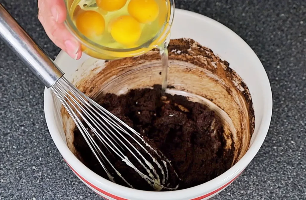 Egg in brownie batter