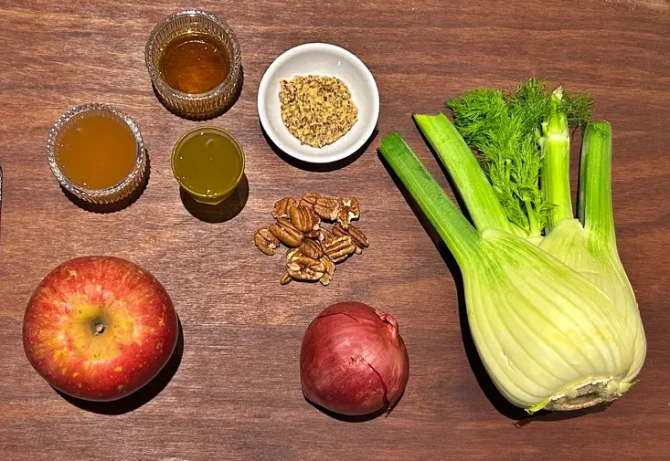 Ingredients for fennel and apple salad