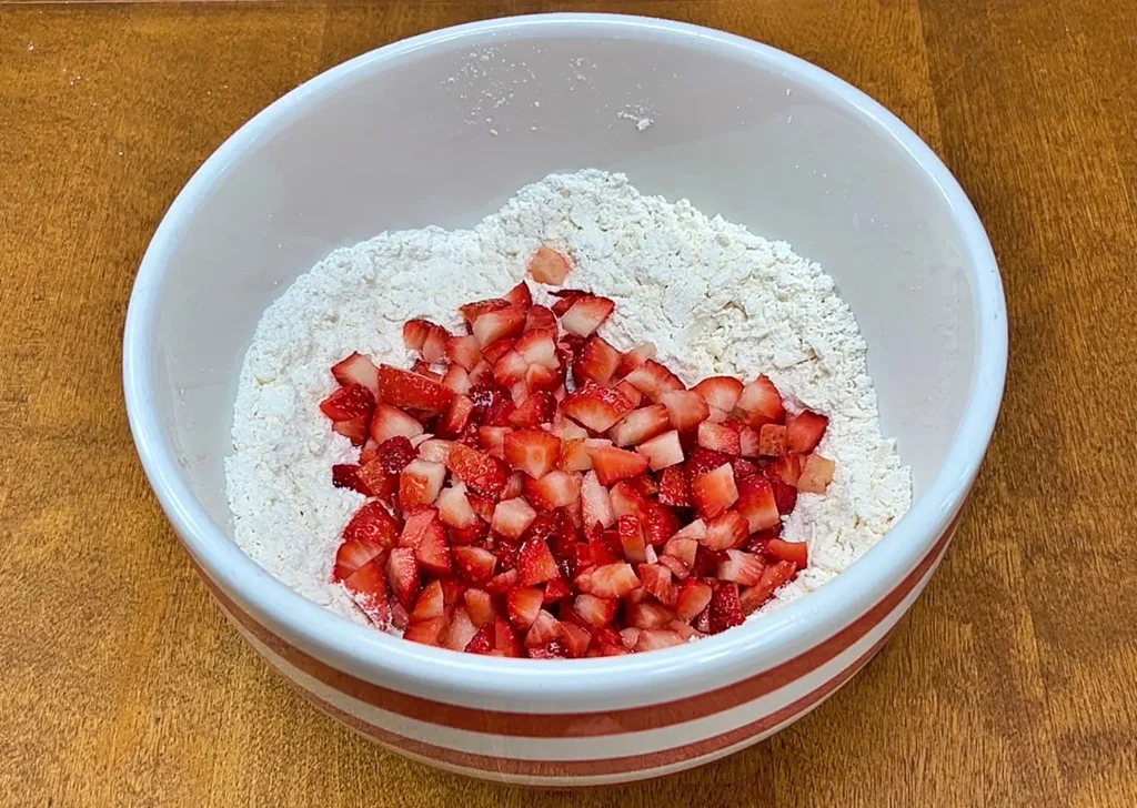 Strawberry scones flour and strawberries