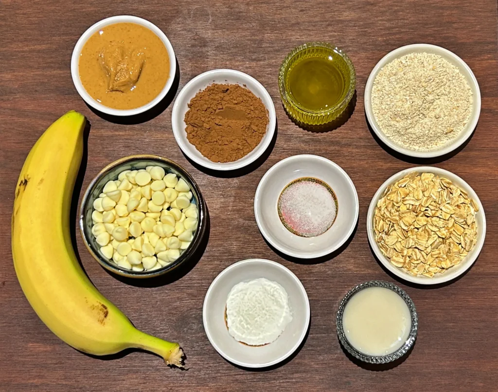 Ingredients for oatmeal banana squares