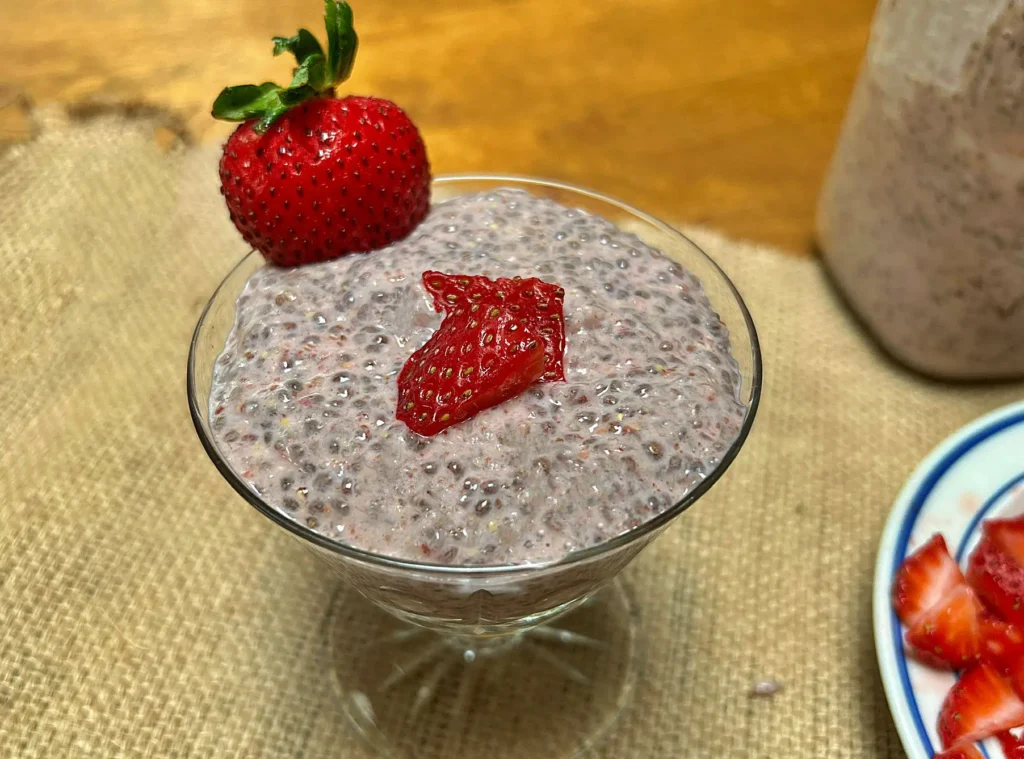 Strawberry banana chia seed pudding