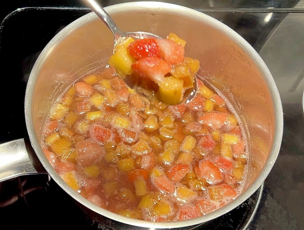 Cooked rhubarb strawberry mixture