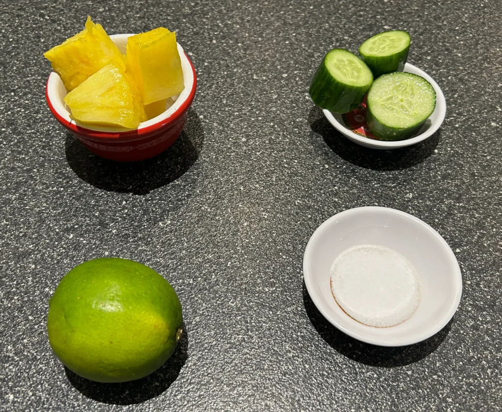 Ingredients for pineapple agua fresca