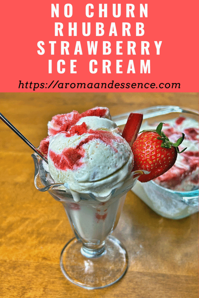 No Churn Rhubarb and Strawberry Ice Cream