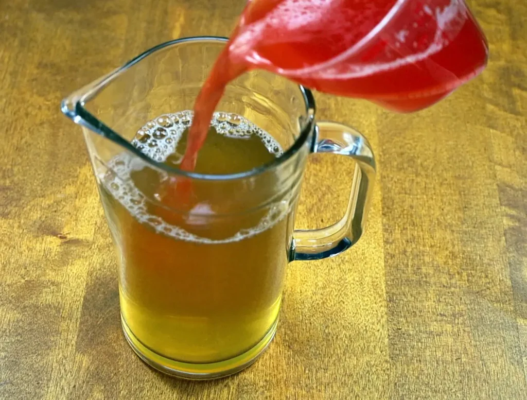 Strawberry Rhubarb into green tea