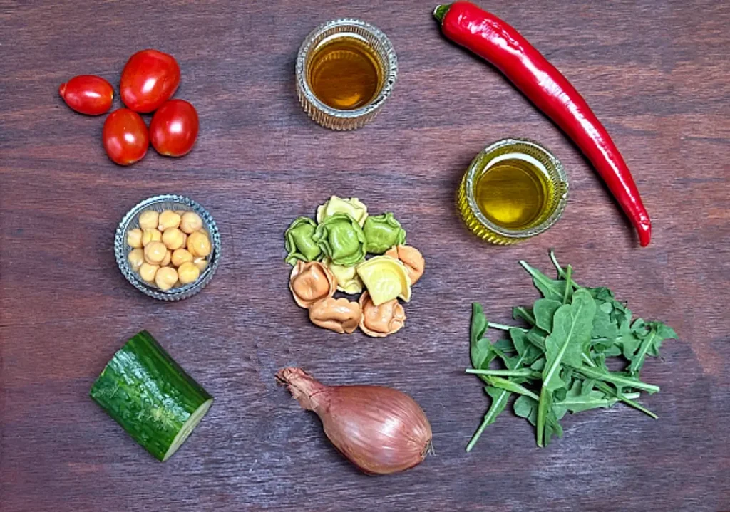 Ingredients for tortellini salad